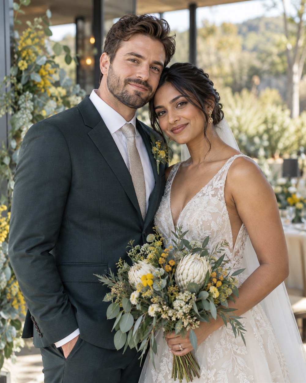 A multicultural Australian wedding couple